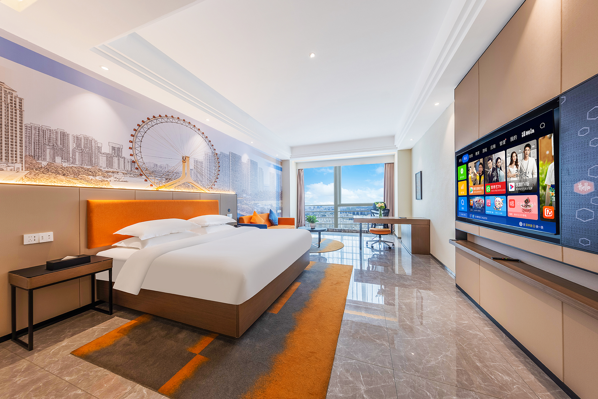 等云·观山高级大床房[高空远眺+都市疗愈+智能投屏]