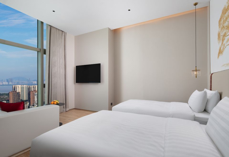 灣景豪華雙床房（超大落地窗+智能客控+美粧鏡）