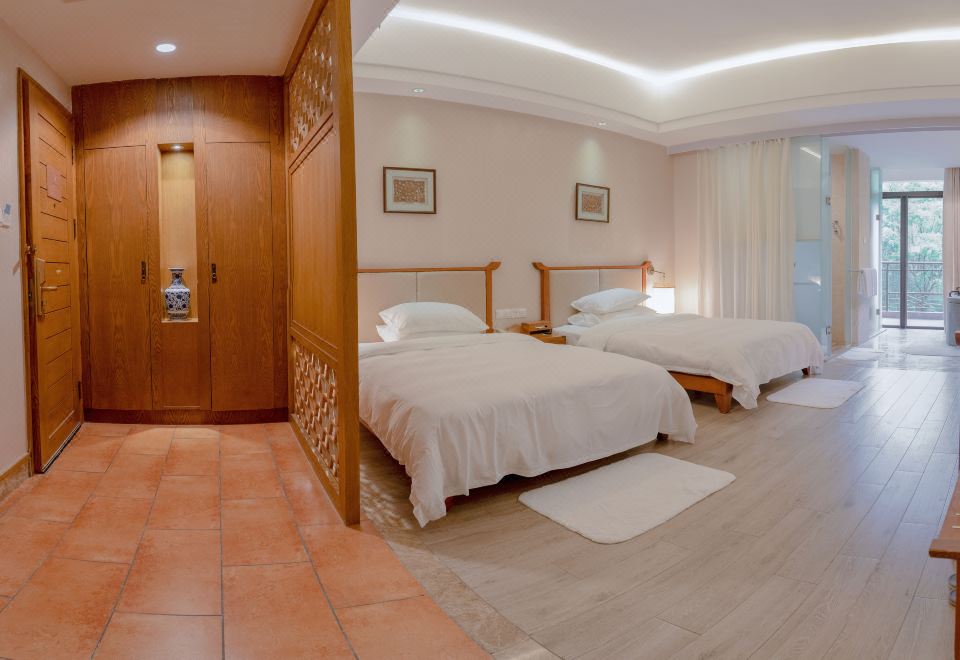 畔山温泉双床房-园林观景-独立泡池-认证温泉水质