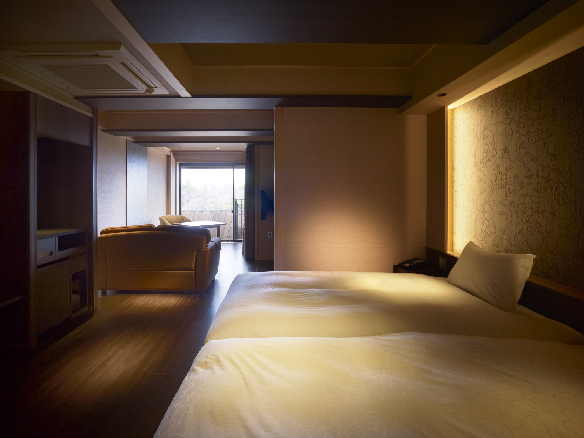 富士山侧温泉露天浴池（2号楼无障碍西式房间）