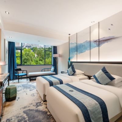 商務舒睡雙床房-躺椅沙發+辦公桌椅+空氣凈化器 悅飯店（武漢漢口火車站園博園店）優惠