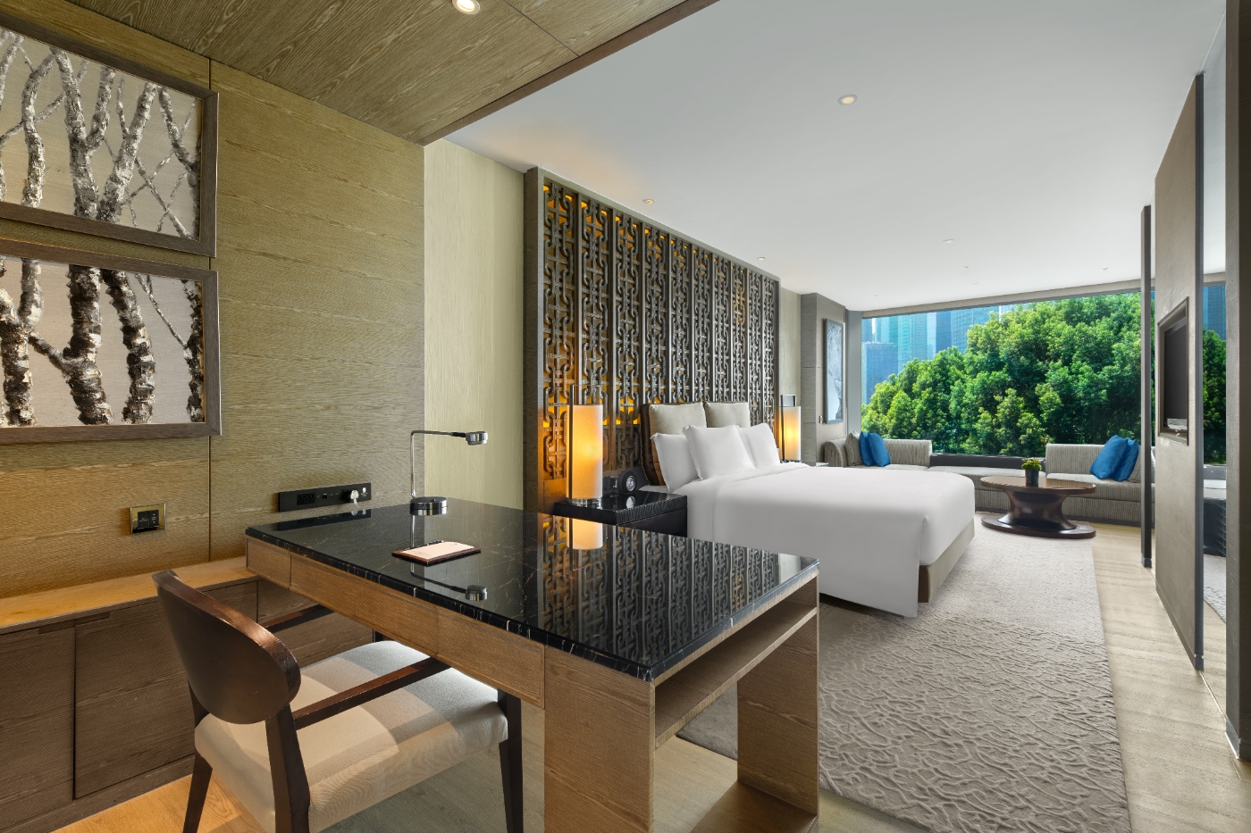 悦榕大床房|落地观景窗|城市景观