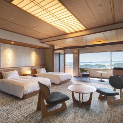 華陽棟 スーペリアフロア『藍景』ベッド付き和室 賢島宝生苑 クーポン