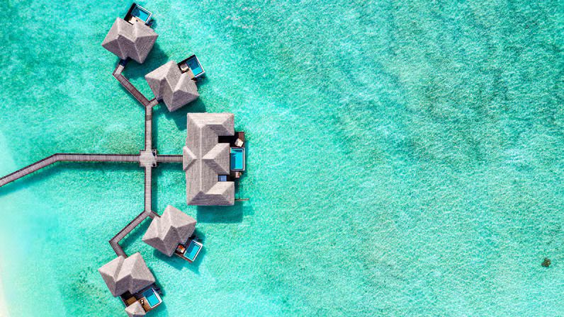 兩臥室水上別墅，兩臥室套房，臥室1: 1張特大床，臥室2：1張特大床，海景