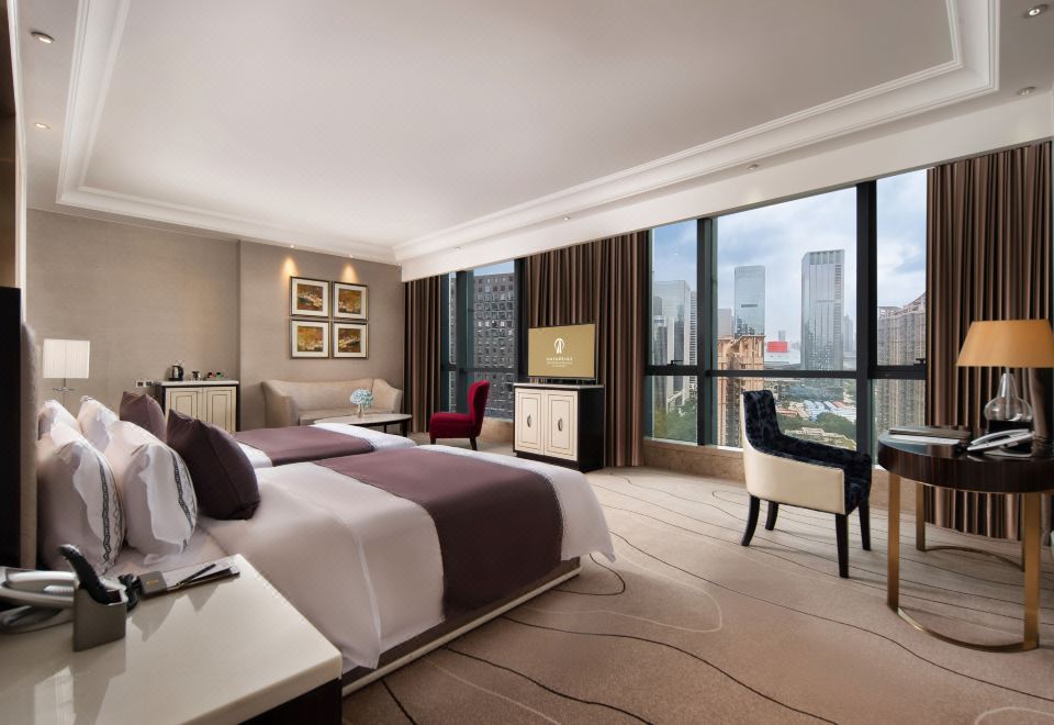 尊尚豪華雙床房-全景落地窗-超大浴室-深泡浴缸