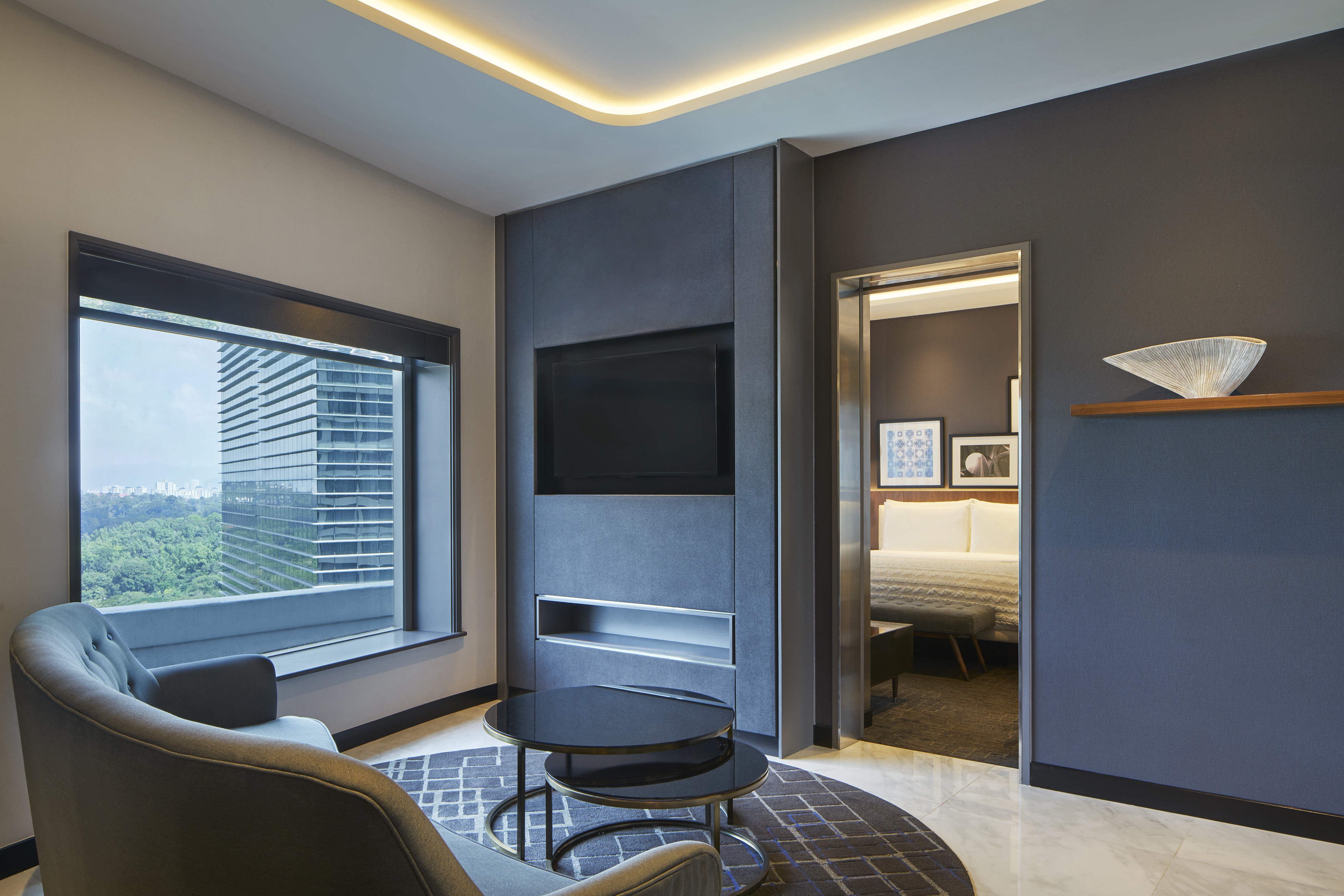 露台套房，一卧室套房，一張特大床，露台