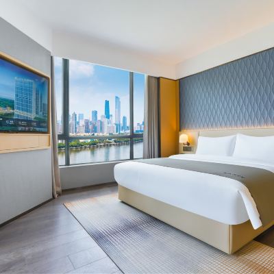 蘭沁江景豪華大床房（珠江夜景+智能客控+喜臨門床墊） 廣州北京路天字碼頭蘭歐國際飯店優惠