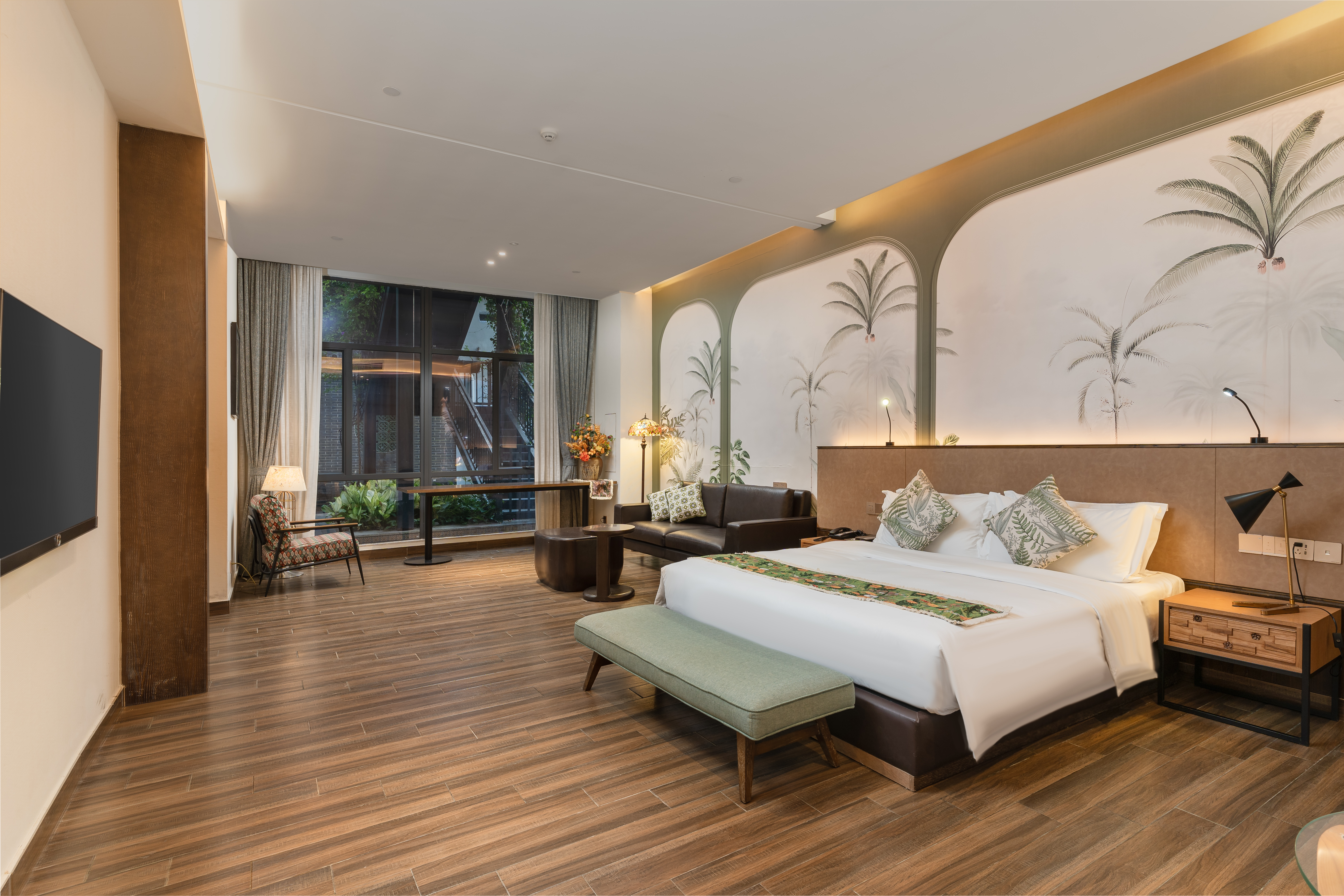 Overseas Chinese Town Nanyang Inn (Gankeng Ancient Town Shop)Lvbin · Cozy Executive Twin Suite (Spacious Area + Bathtub + Nanyang Charm)