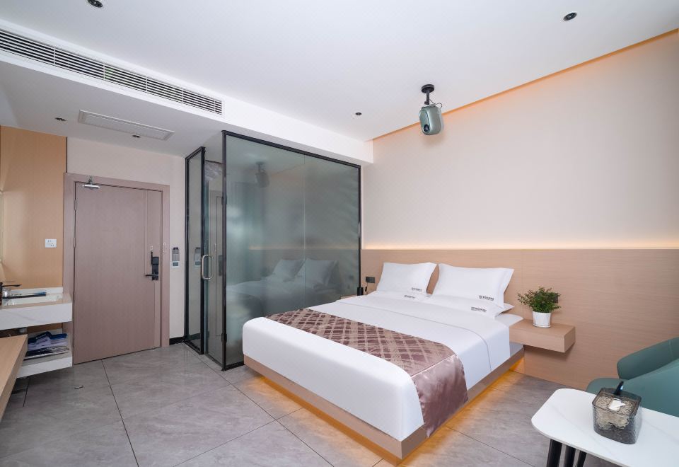 Wonderful Double Bed Room With Smart Projector