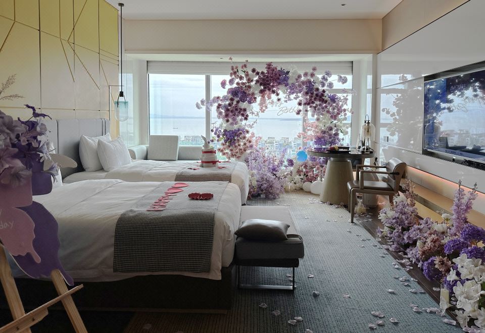 莫奈花海海景主题双床房