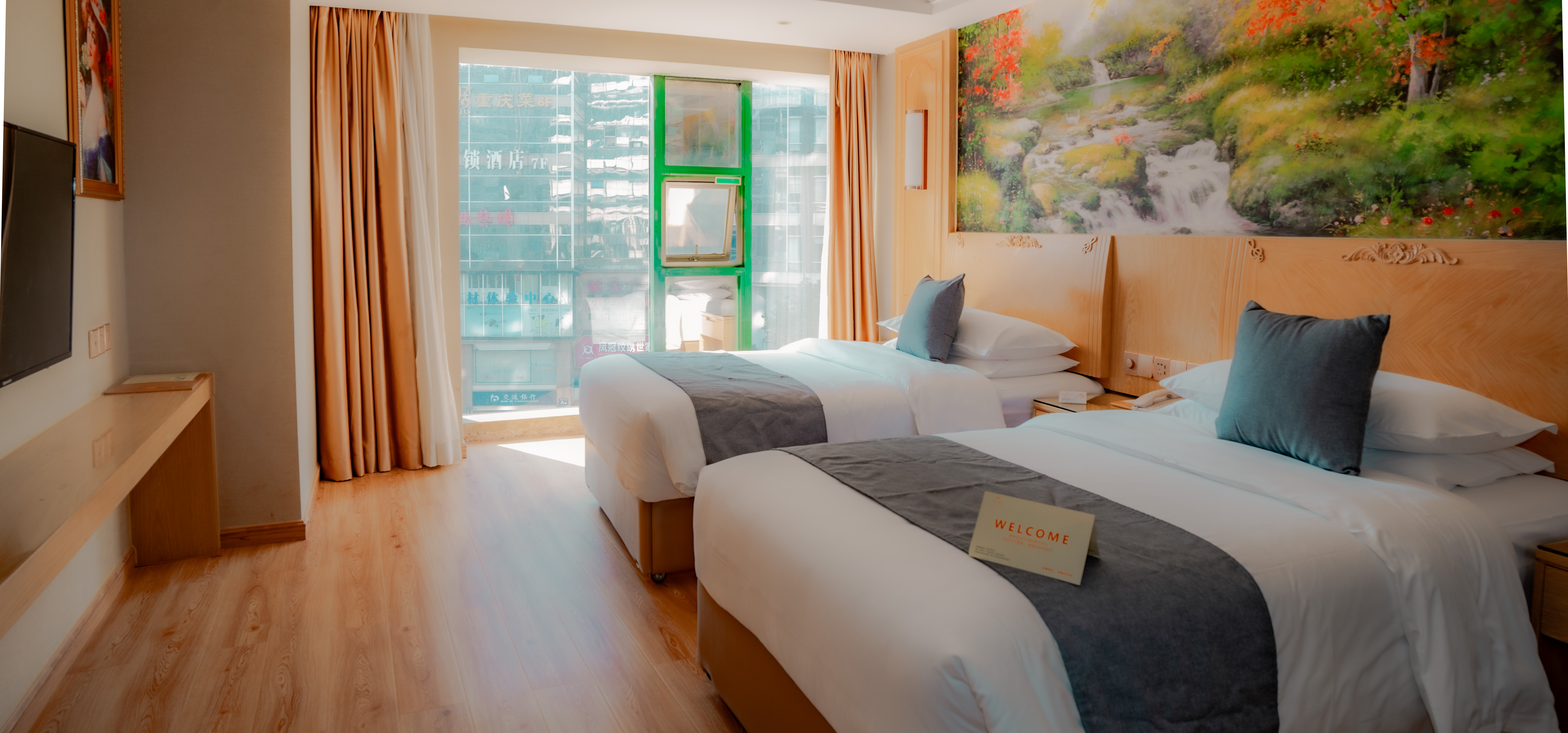 城景雙床房-全落地窗-城市街景