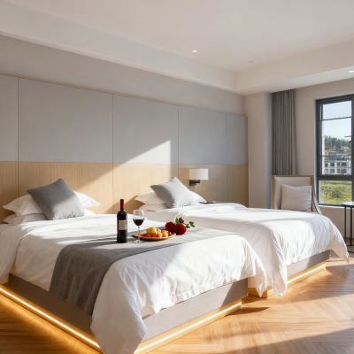 豪華雙床房[超大床墊•電動窗簾•俯瞰城市景觀•大空間] 柏高飯店（廣州北站花城路地鐵站店）優惠