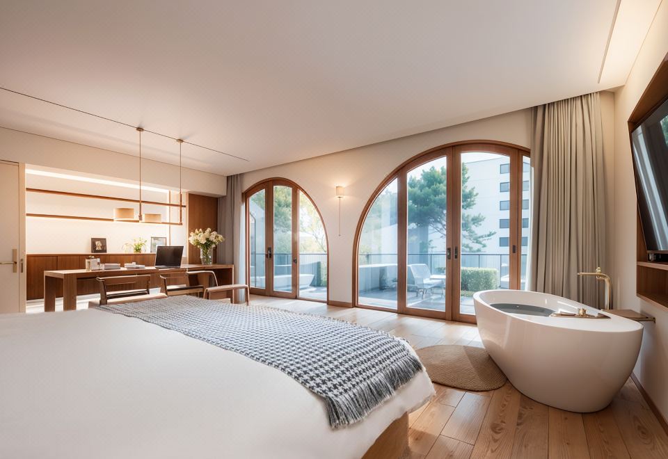 书语听心|私汤浴缸大床房+智能+阳台+禅意书法桌+地暖