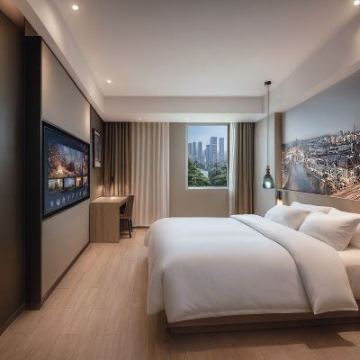 雅緻甄選大床房「坐擁城市霓虹枕城入眠」 汕頭田園亞輕酒店優惠