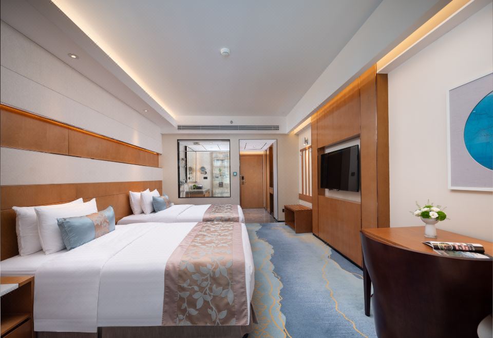 行政双床房「尽揽城市华灯+软沙发+办公书桌+舒适浴缸」