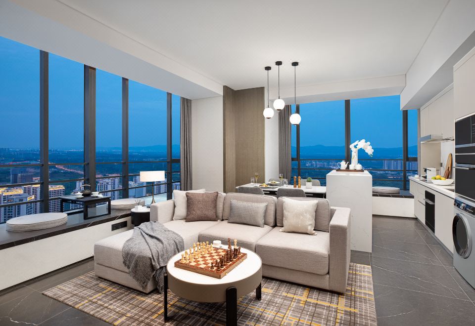 兩房豪華大床套房（獨立客廳+洗烘一體機+開放式廚房）