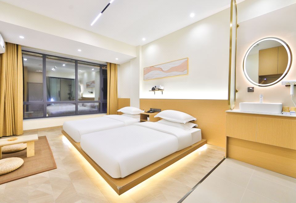 日式丨清簡影音雙床房（全屋智能+全屋地熱+零壓床墊）