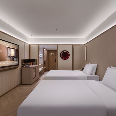 豪華雙床房（陽光滿屋，城市夜景、65寸可投屏電視） 桔子水晶北京國貿建國門飯店優惠