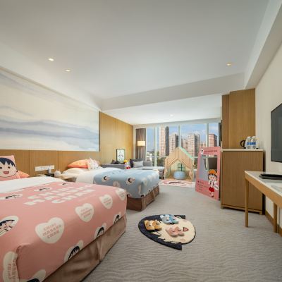 櫻桃小丸子親子主題高級房+雙人床+行政樓層 珠海粵財皇冠假日飯店優惠