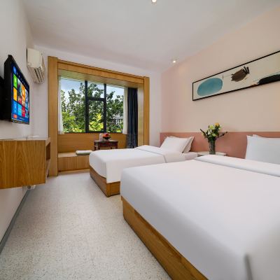 庭院丨湘子街景雙床房丨推窗可見古街+通風清新宜人 閱城瓦舍旅行飯店（西安鐘鼓樓南門店）優惠