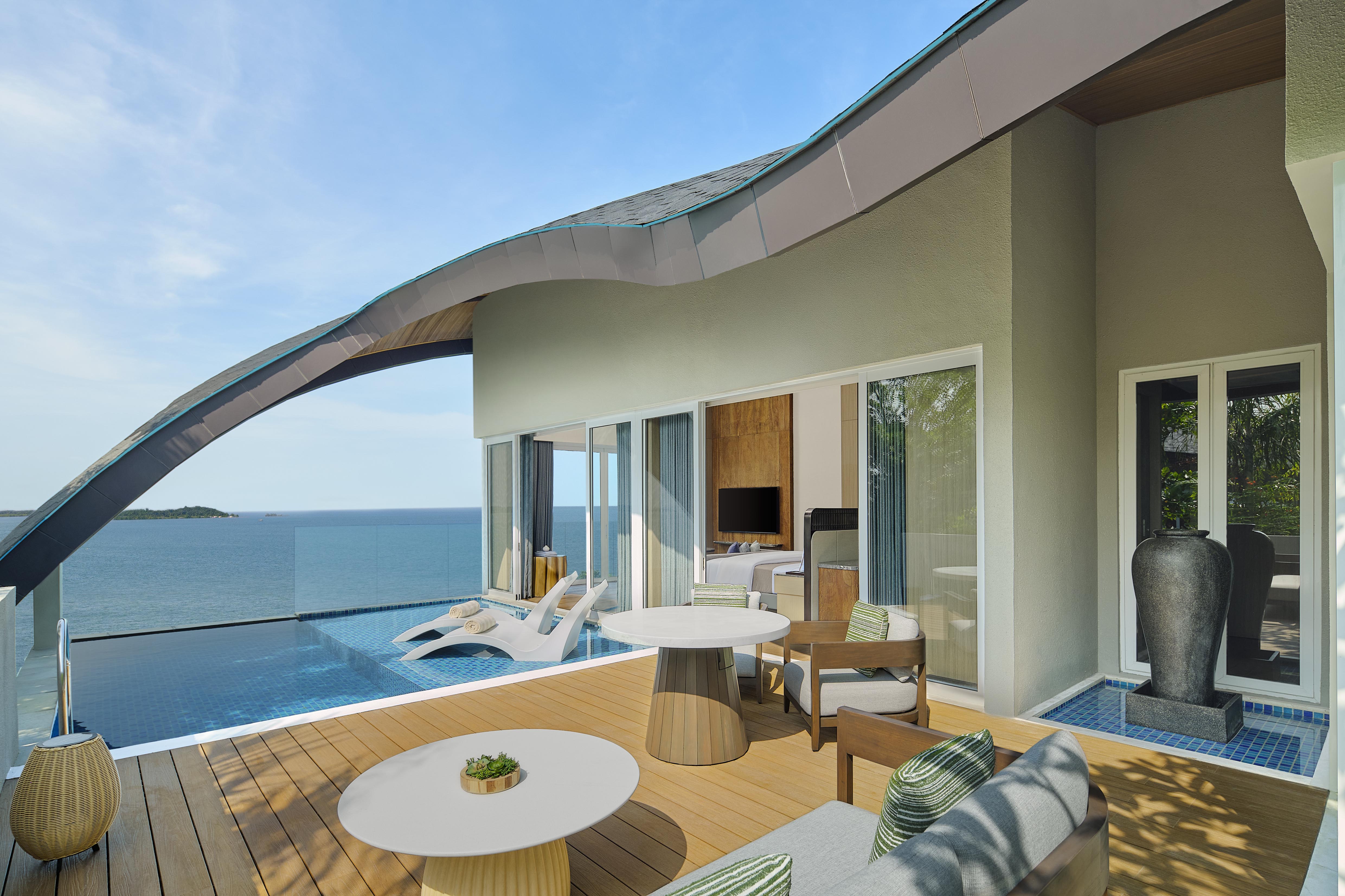 海景別墅，一臥室別墅，特大床，部分海景