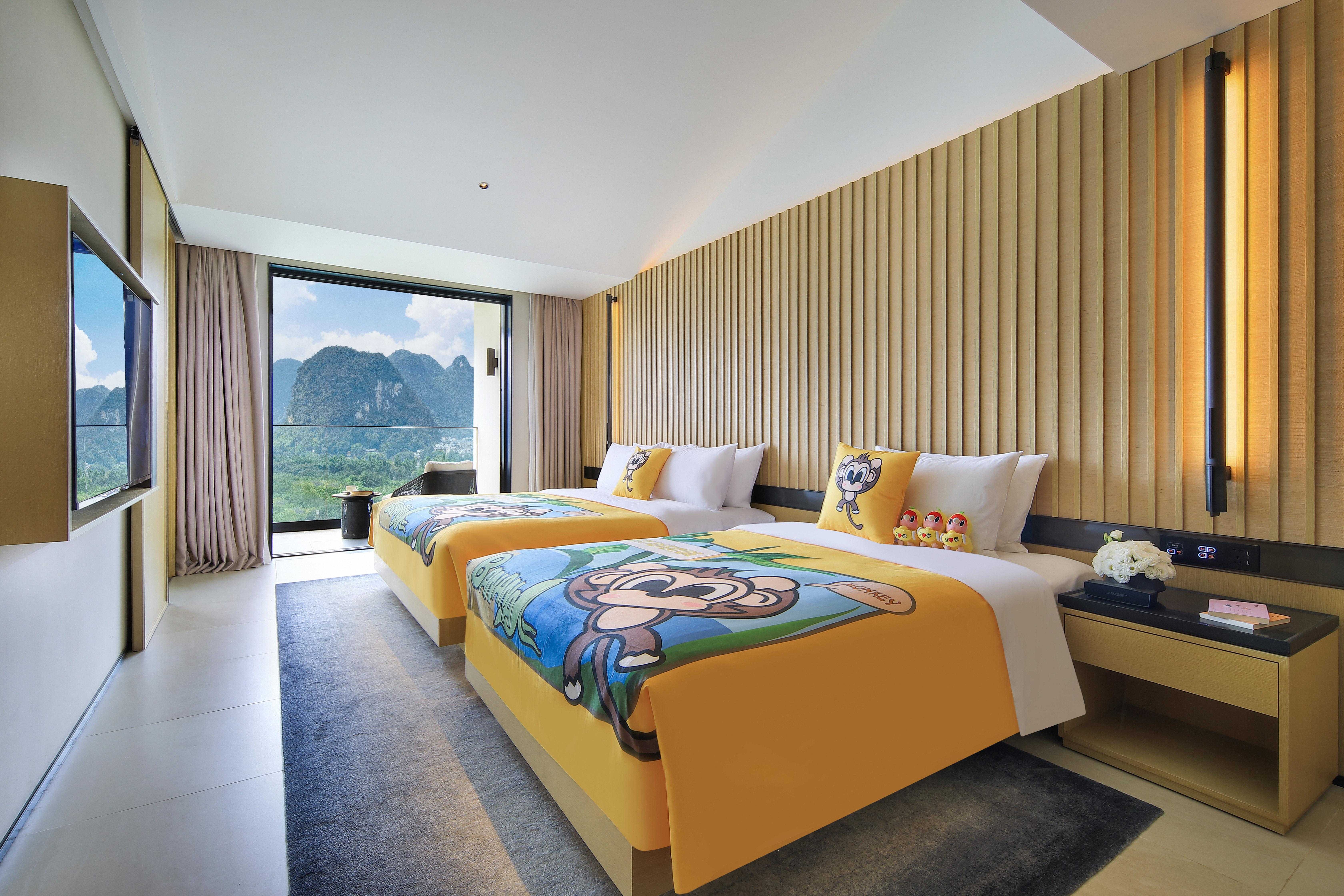 山景阳台家庭双床房-小童小帐篷·可爱玩偶