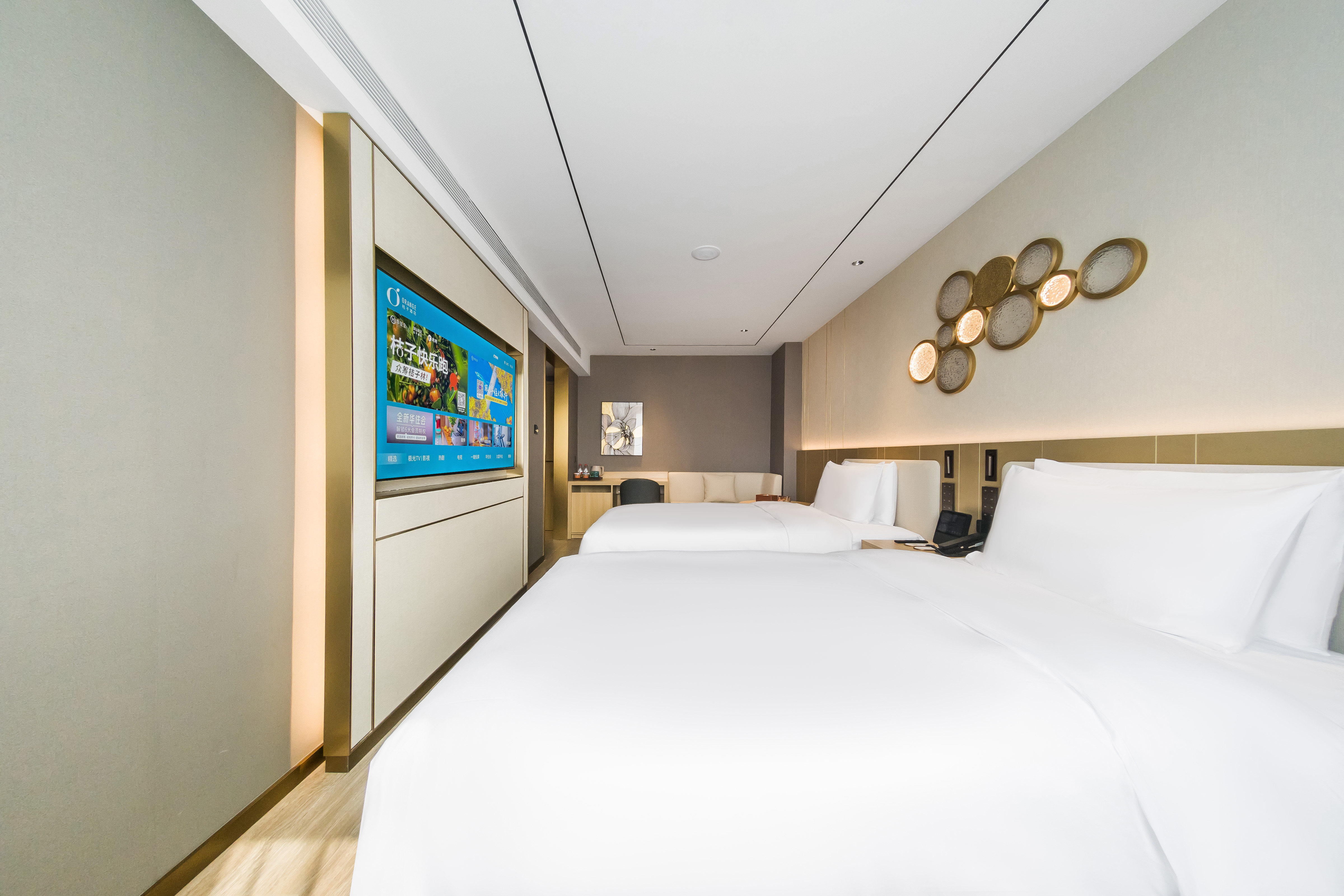 豪华双床房（智能客控+65寸投屏电视+小冰箱）