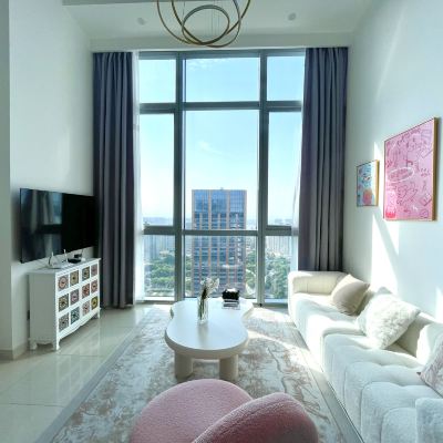 全景落地兩室兩衛複式套房（大冰箱+洗衣機） 廈門雲海·遇璽飯店公寓（五緣灣萬達店）優惠