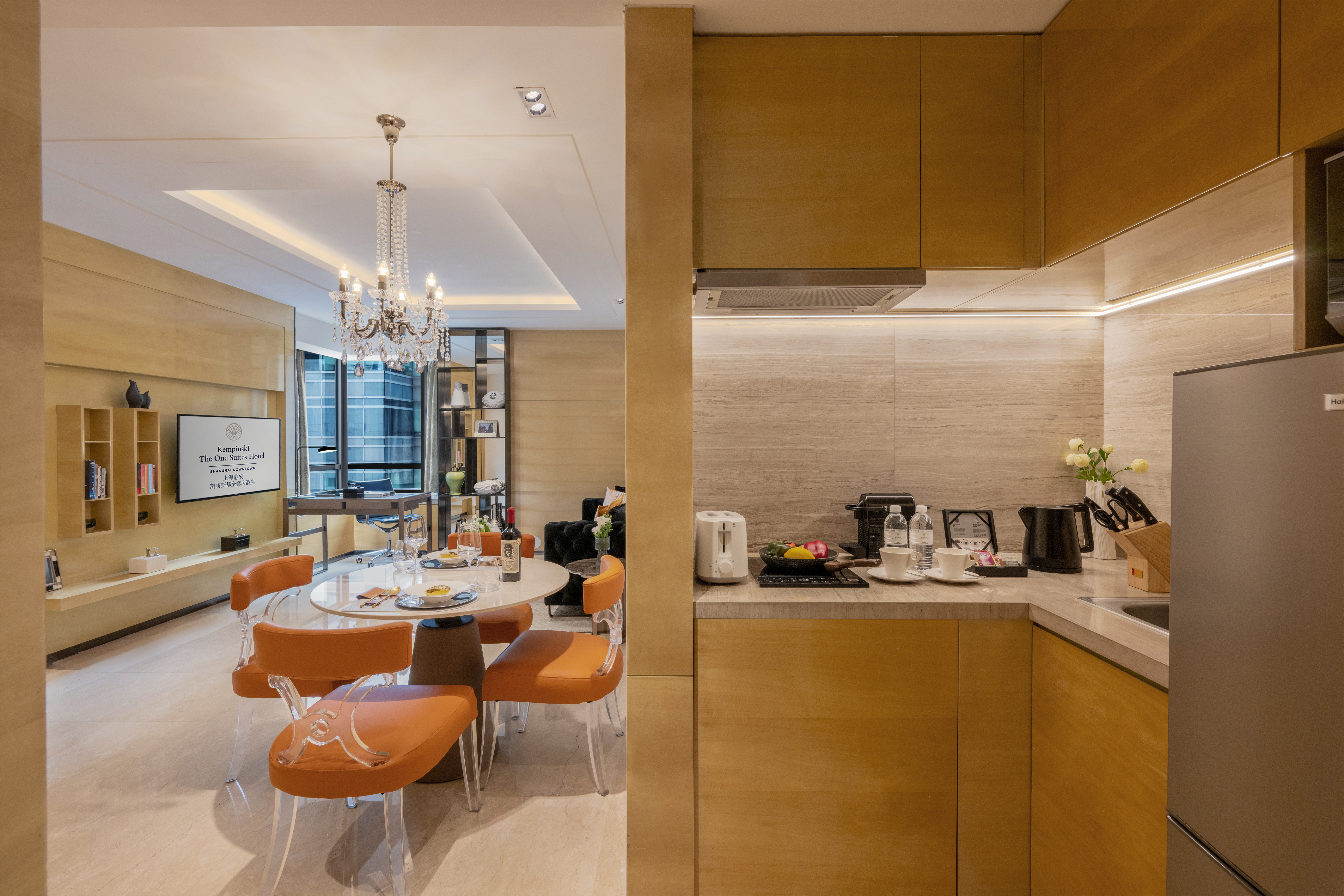 双锦阁至尊二居家庭套房 | 城景双卧+厨房+洗烘一体机