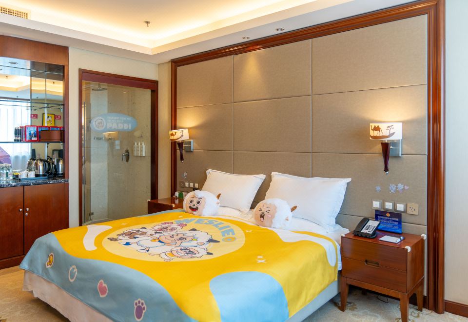 Beijing Xinjiang PlazaPleasant Goat And Big Big Wolf Theme Double Bed Room