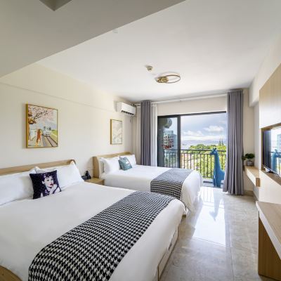 半海景陽台大雙床房 珠海外伶仃島海島時光休閑度假公寓優惠