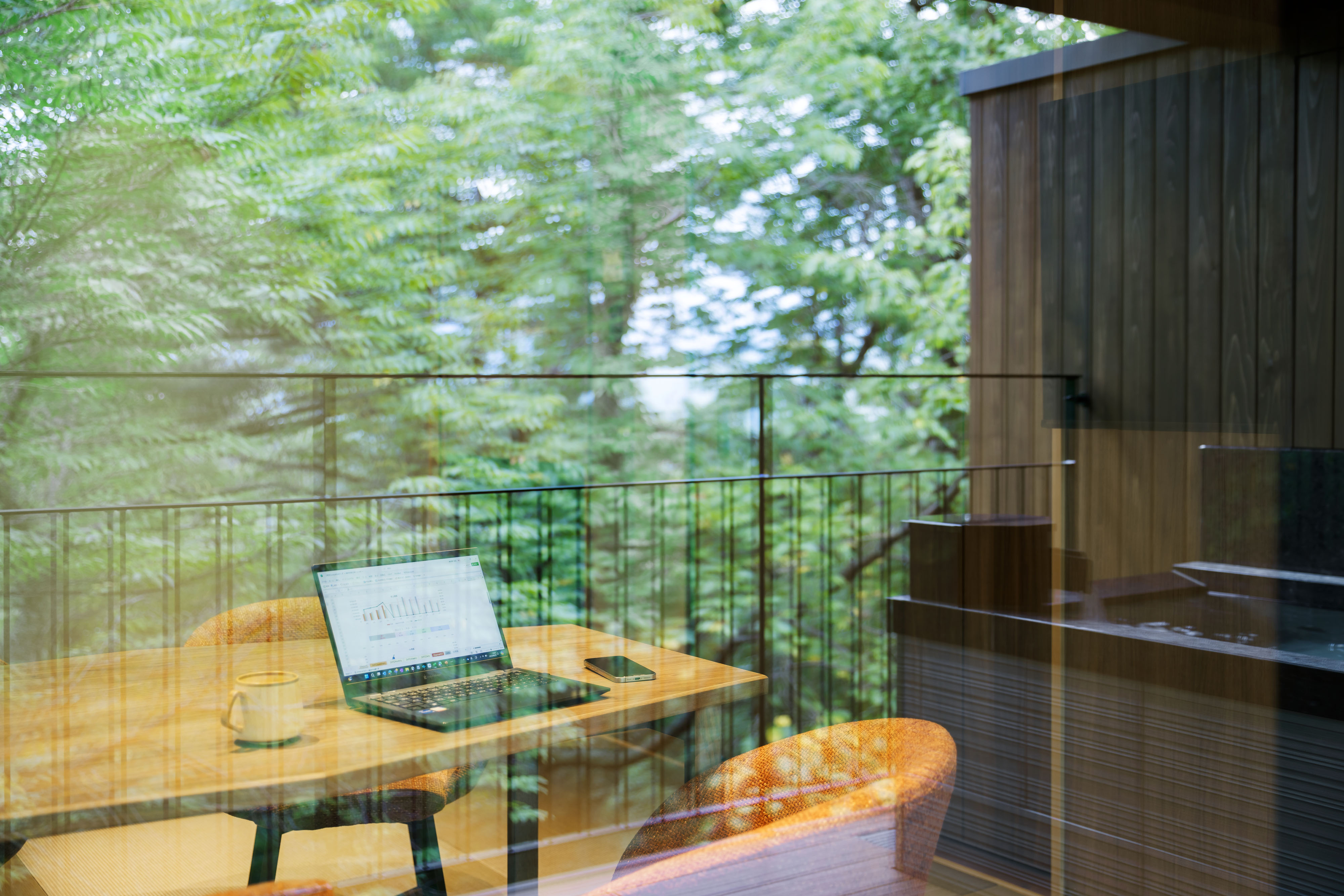 新馆【天城山一侧】附温泉露天浴池（三号馆日西合室房/2张床/带露台）