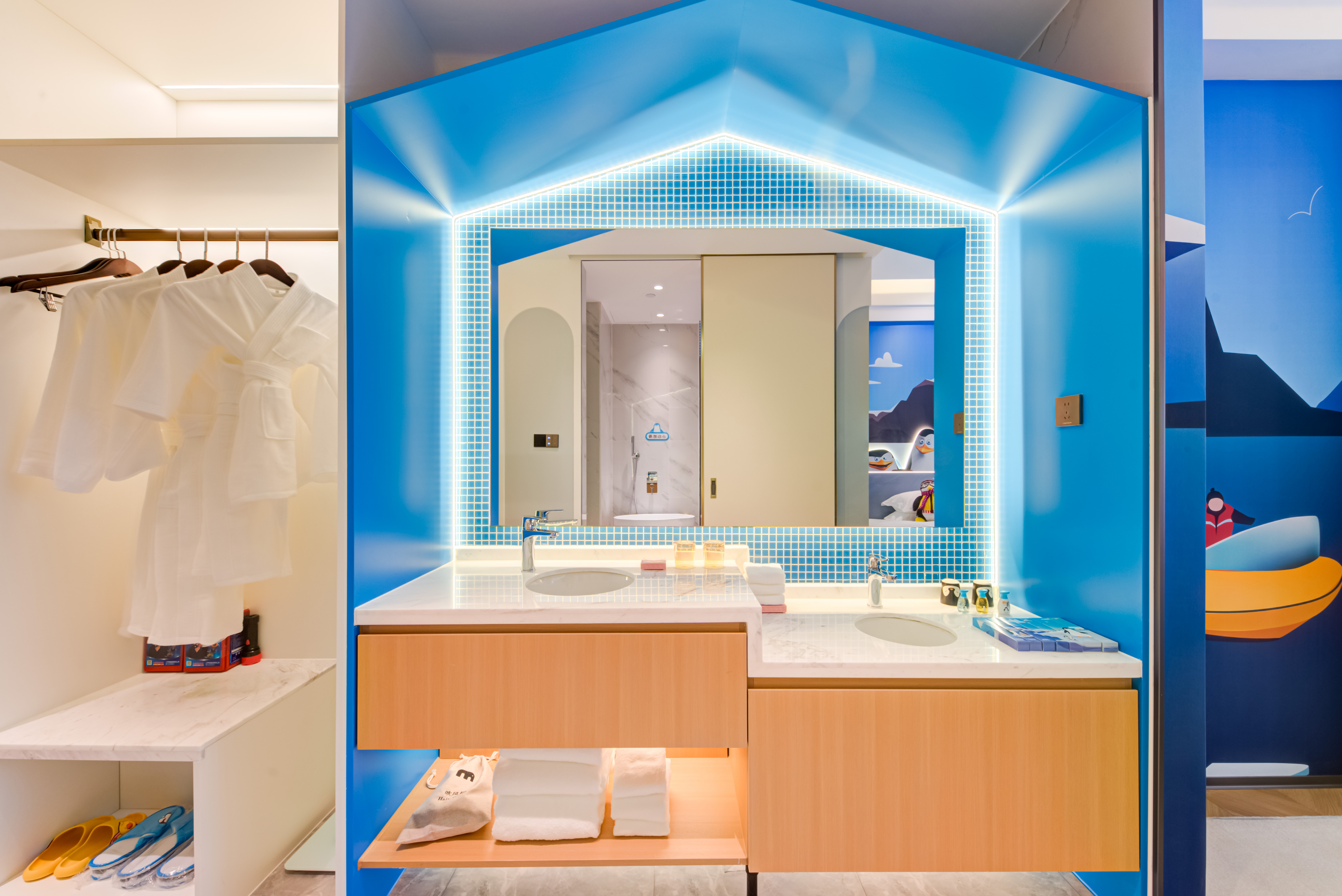 企鵝親子雙床房【主題萌趣+小童浴缸】