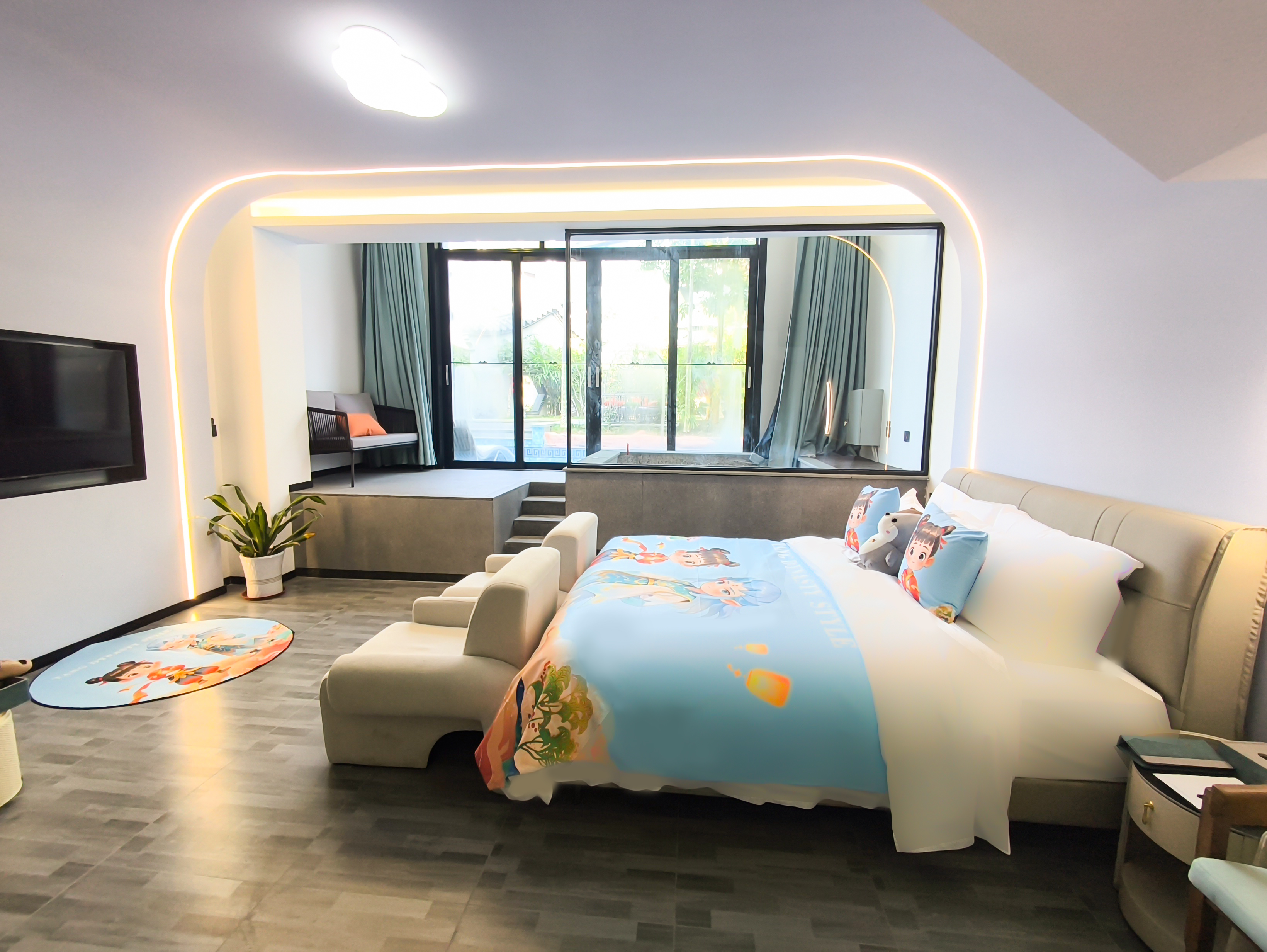 复式亲子直通漂流河房（独立泡池）