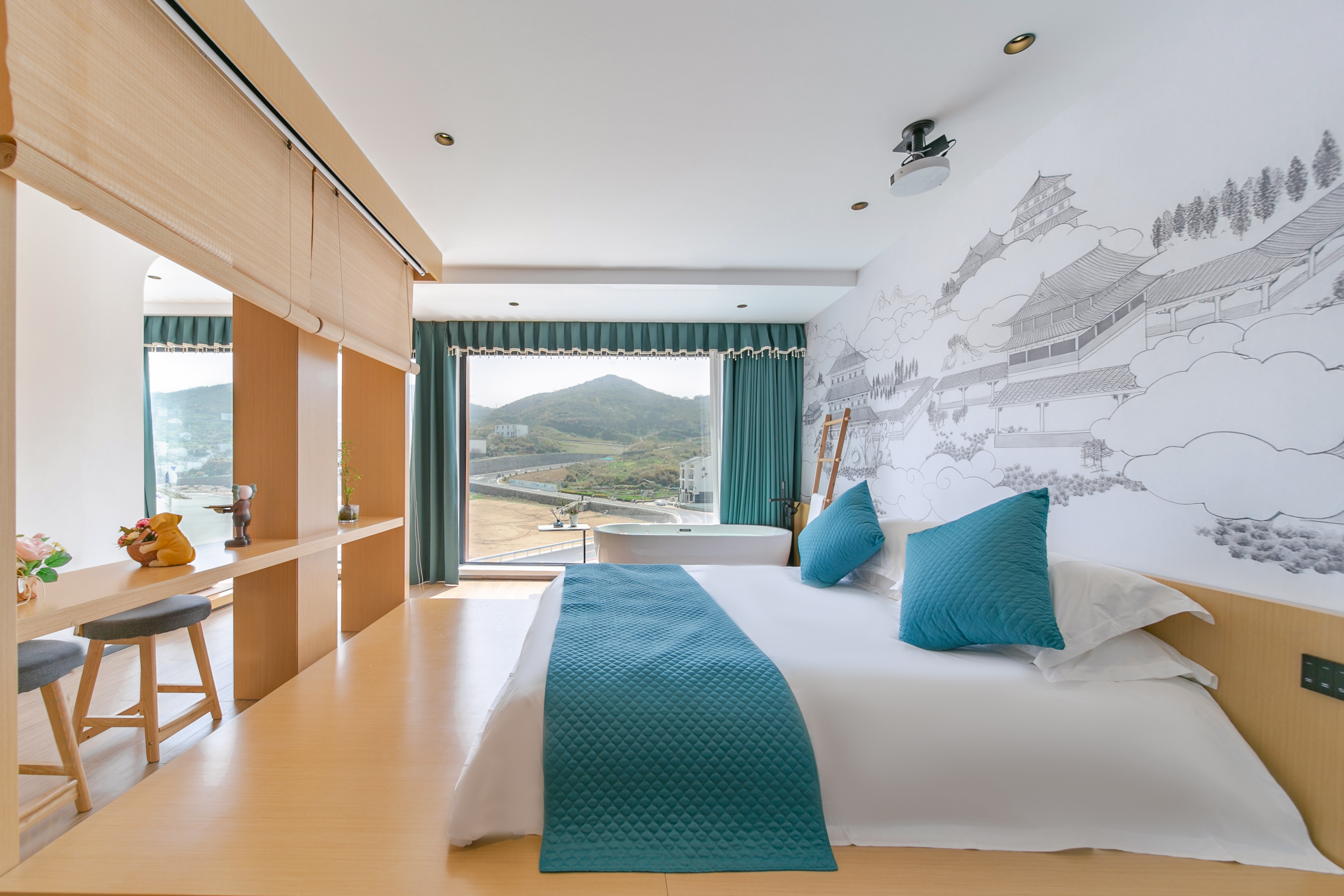 Shengsi qing yu jing house香橙鱼·海景投影浴缸套房