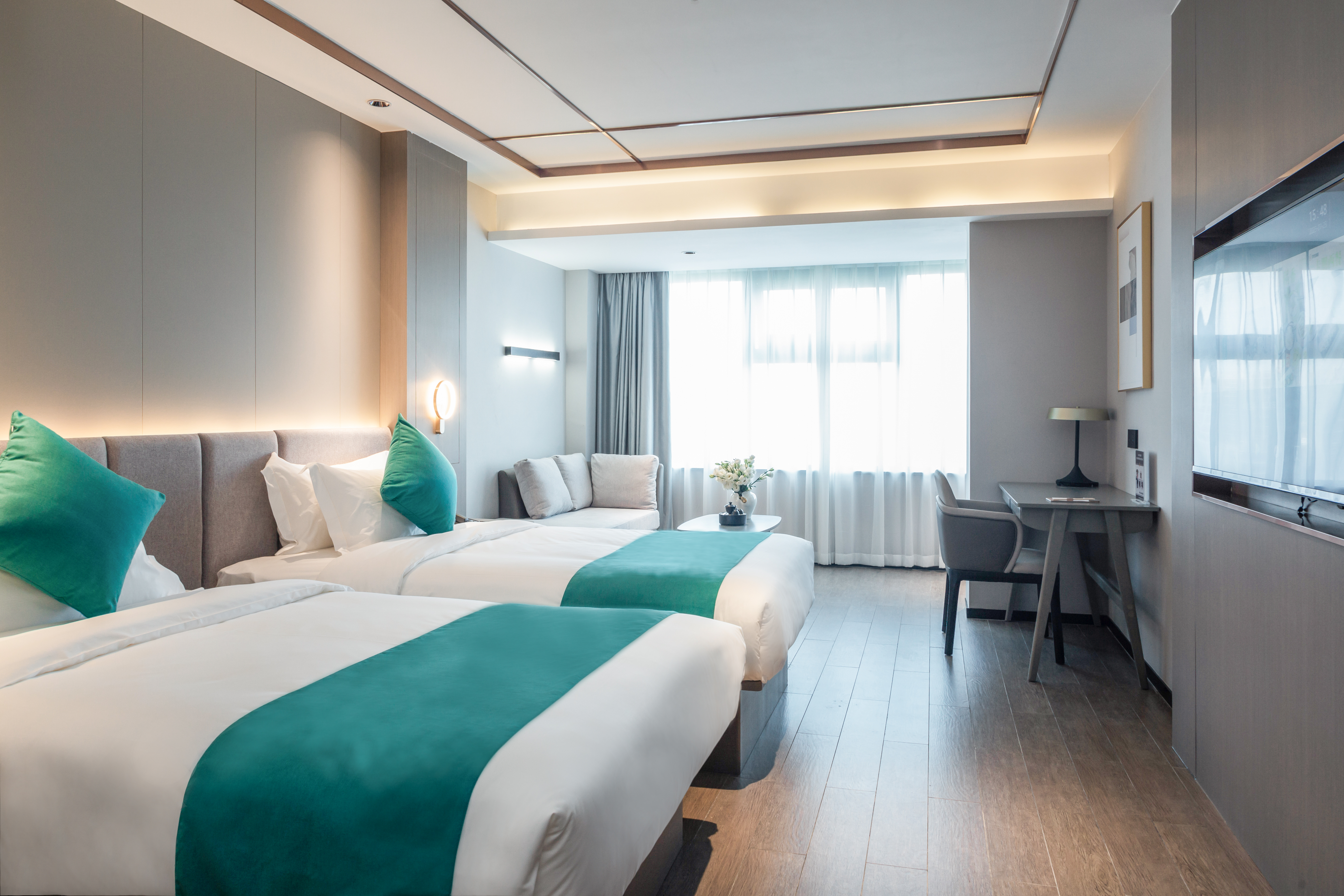 豪華雙床房（采光充足+長沙發+衞浴分區）