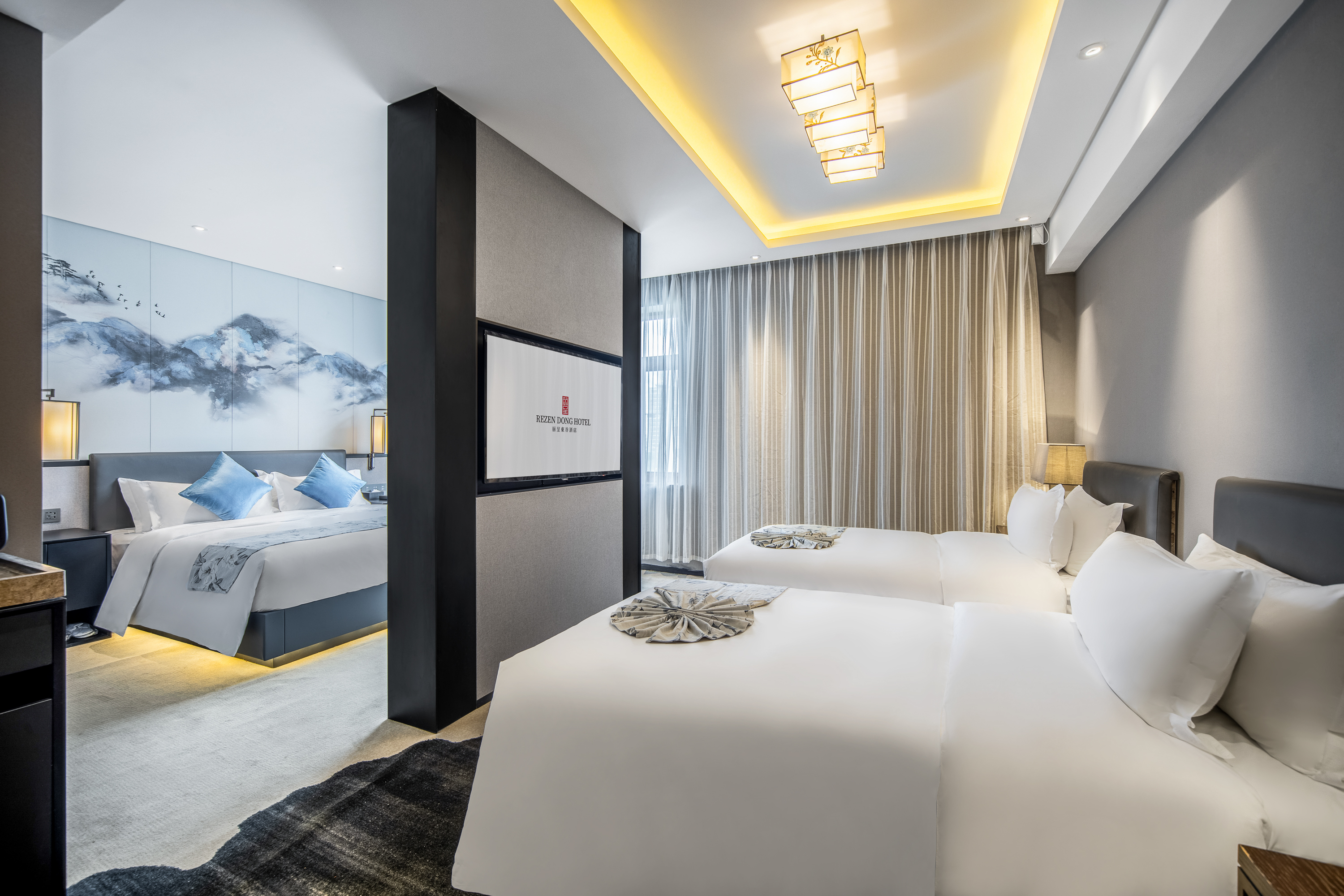 庭院家庭套房（零圧床墊+手機投屏+溫潤加濕器）