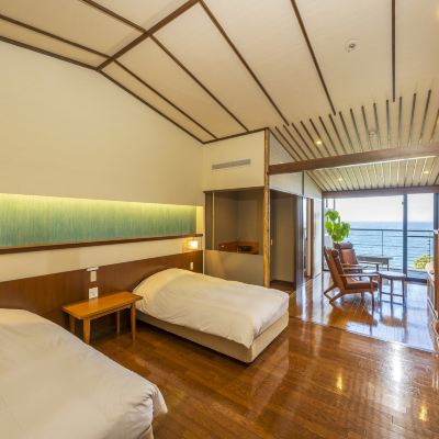 【暁の抄/洋室ツイン49㎡（眺望：海）】露天風呂付（2名定員） 浜千鳥の湯 海舟 クーポン