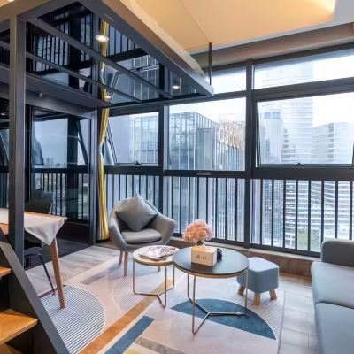 木槿▪城景複式loft雙床房（巨幕家庭影院+開放式廚房） 素可泰民宿（拱北口岸中安廣場店）優惠