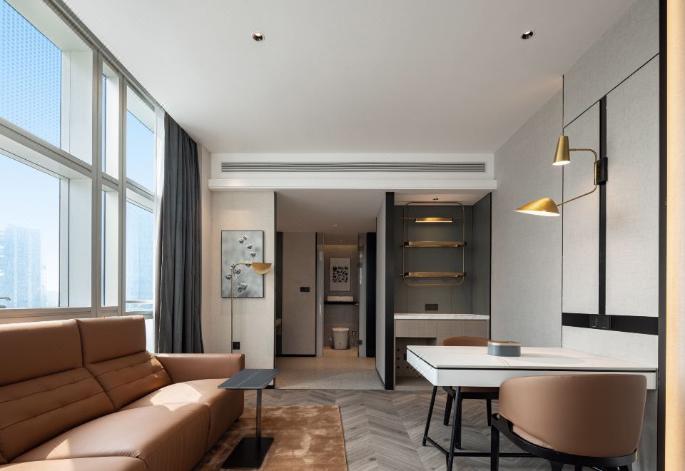 Shenzhen Nanshan Science Park high-tech Central ATOURS HotelJimu City-View Double Bed Room (Mini Fridge + Screen Projection TV + Yoga Mat + Deep Sleep PRO Pillow + 270 Degree Floor-to-Ceiling Window)