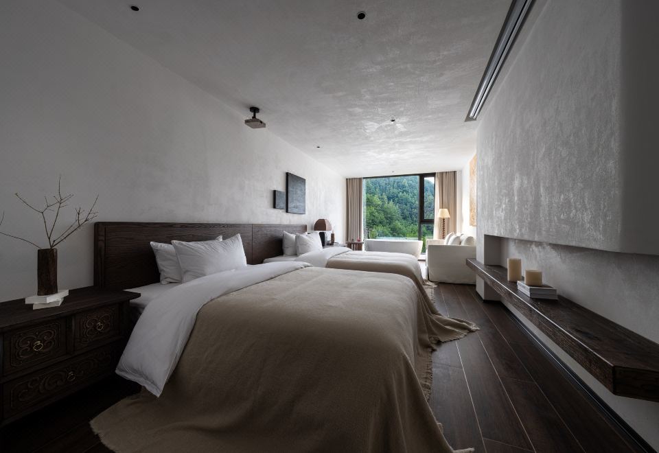 林野.观景浴缸双床房-零压床垫︱智能客控︱极米投屏