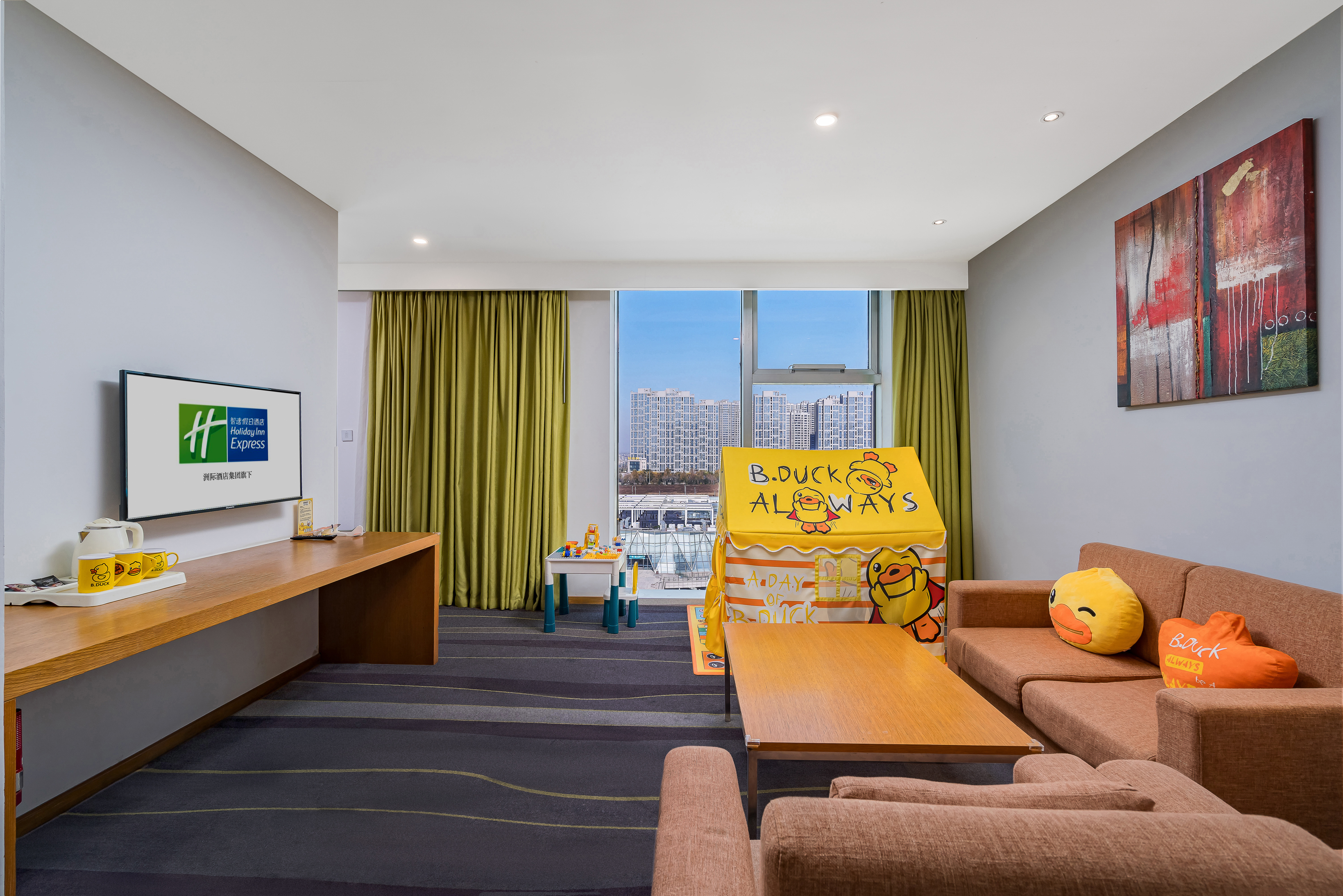 家庭亲子套房【卧室+客厅+落地窗+加湿器+空气净化器】