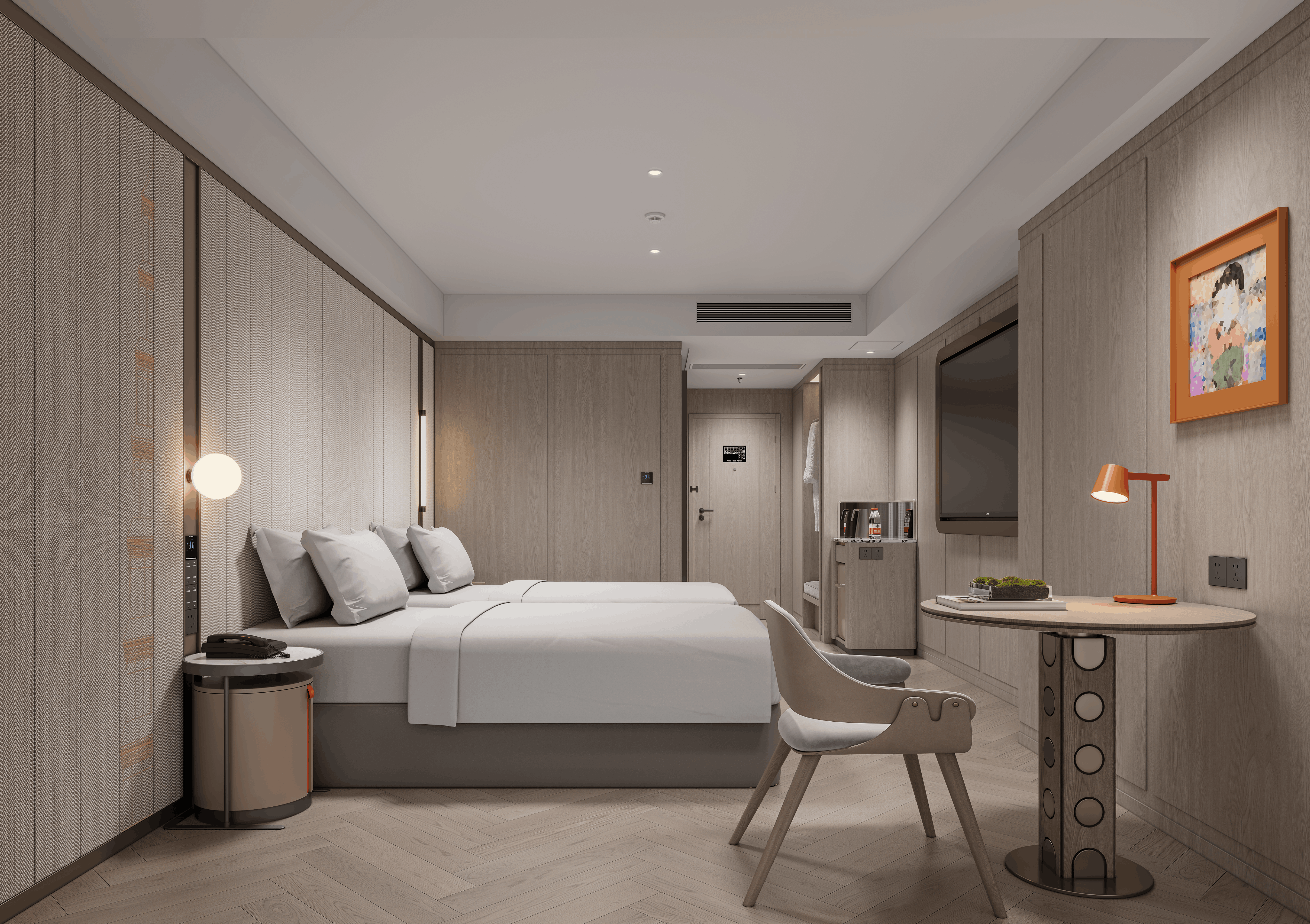 新禧双床房+75寸液晶可投屏电视+智能客控