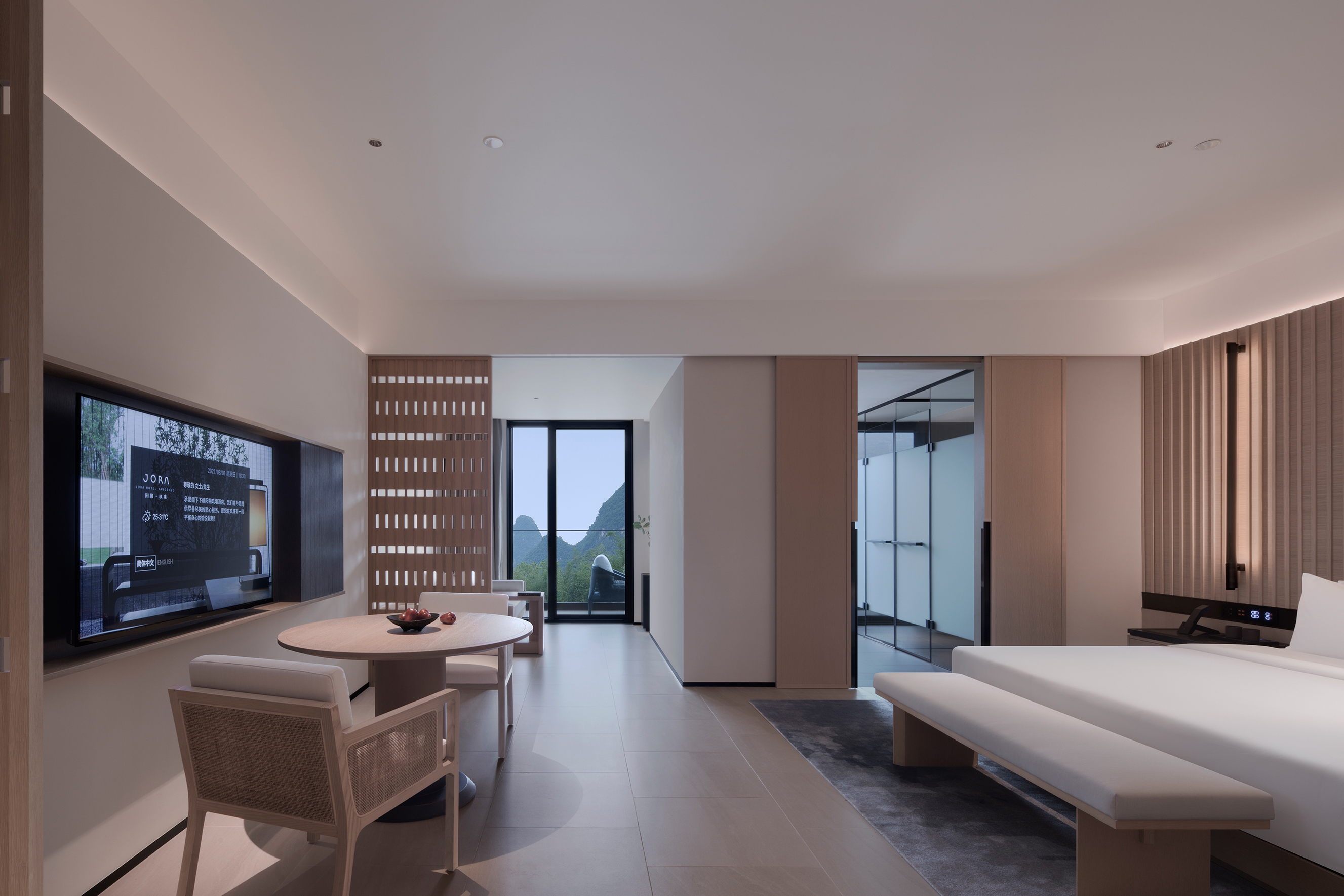 揽月观日阳台大床房-独立观景羣山阳台+梳化床