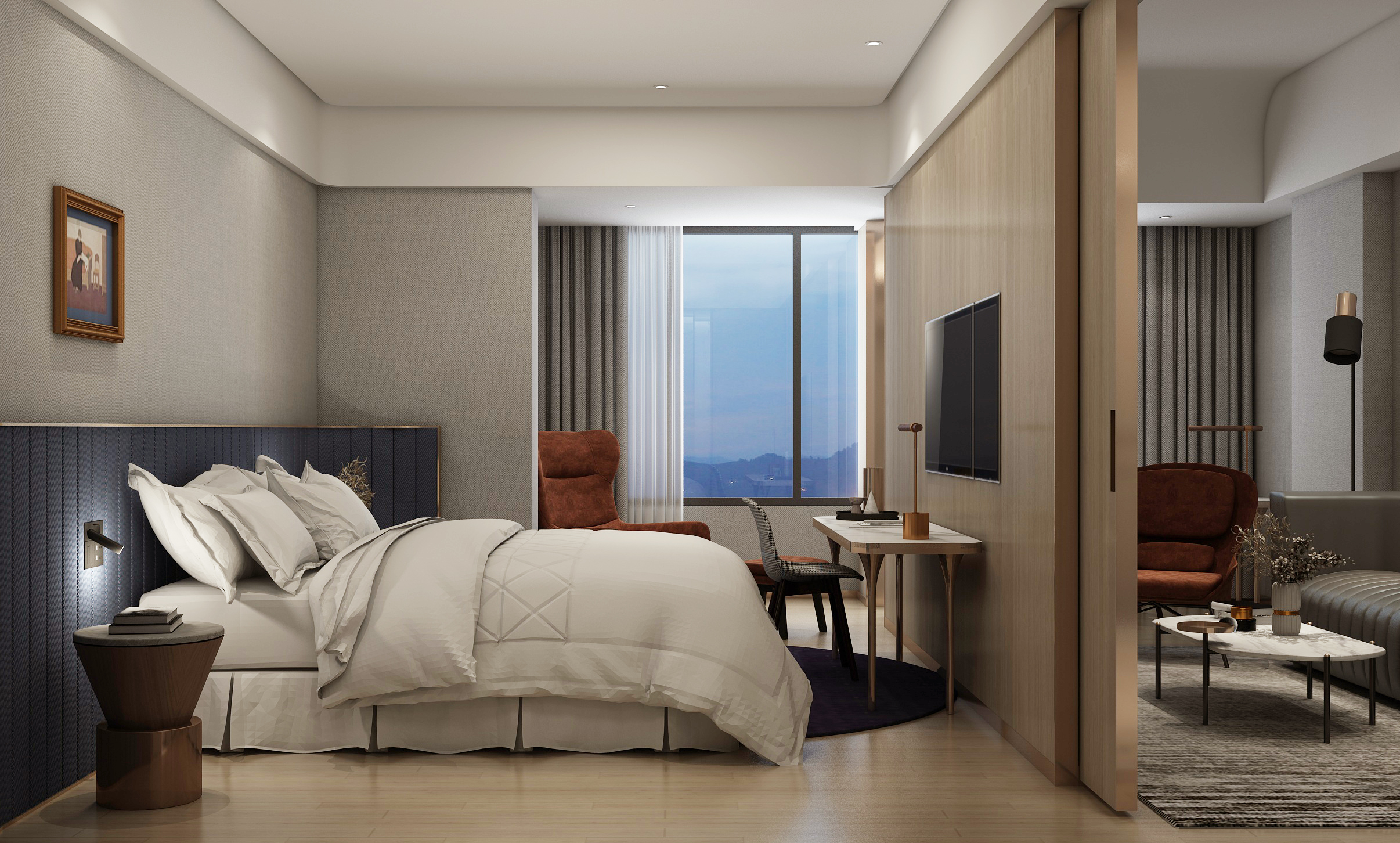 兰锦奢华套房（悠享舒适城景+浴缸+意式极简大沙发）