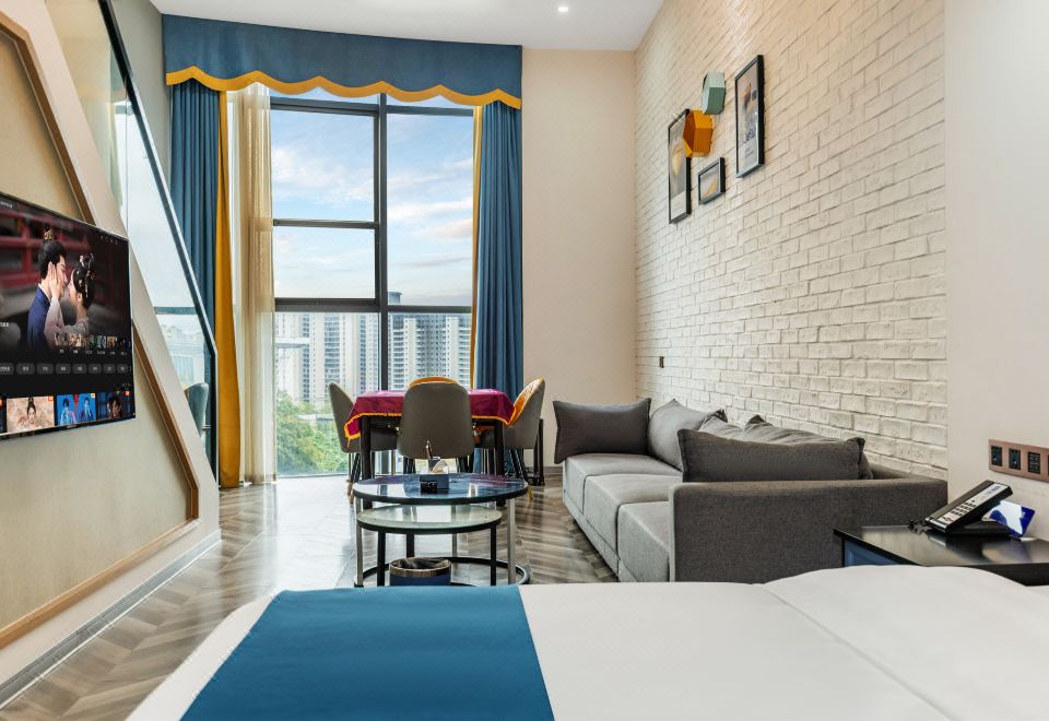 自由境·loft城景雙大床套房【獨立洗衣機+廚房+冰箱】