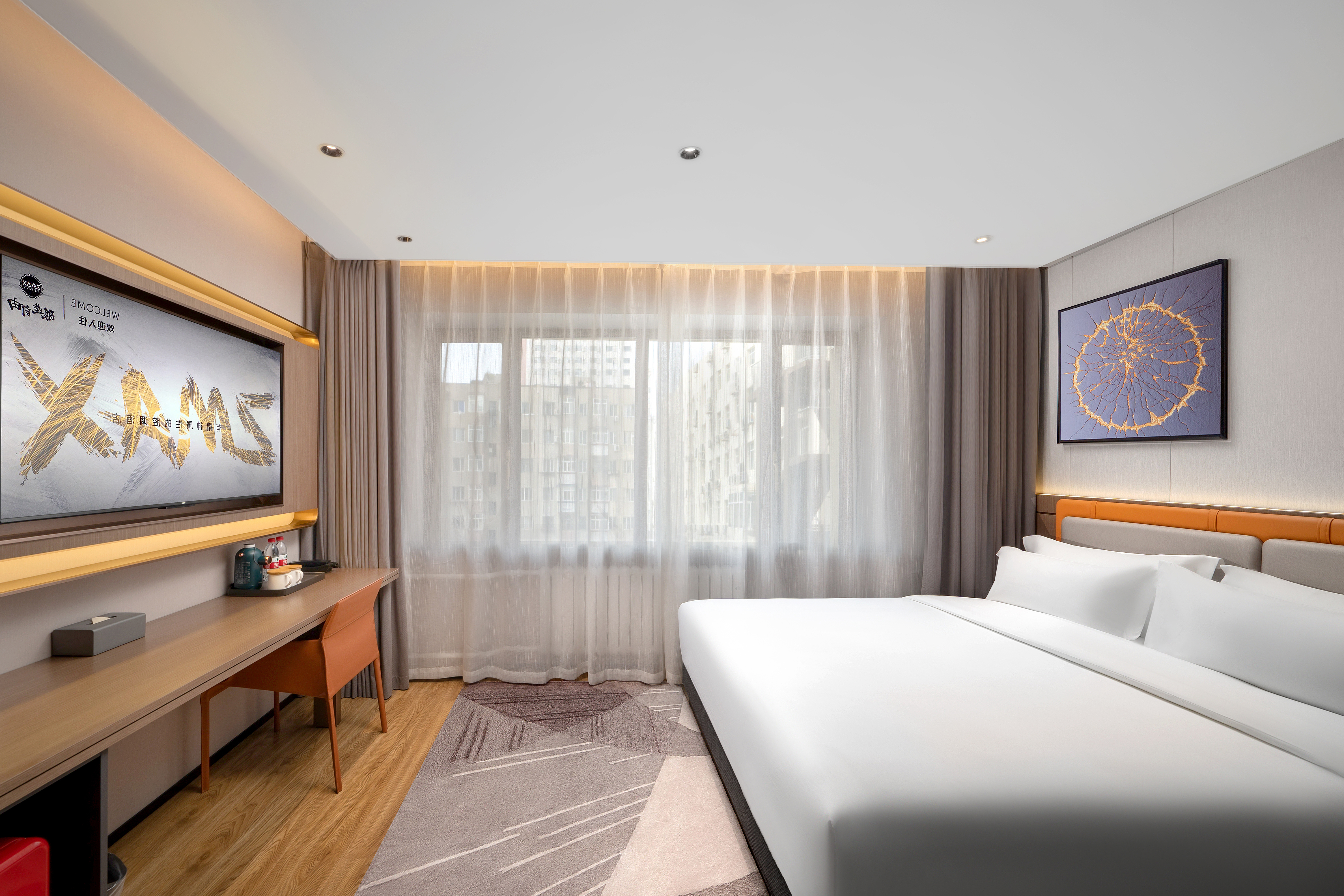 ZMAX Manxi Hotel (Harbin Central Street Sophia Church Store)一张床 XL（智能语音操控）