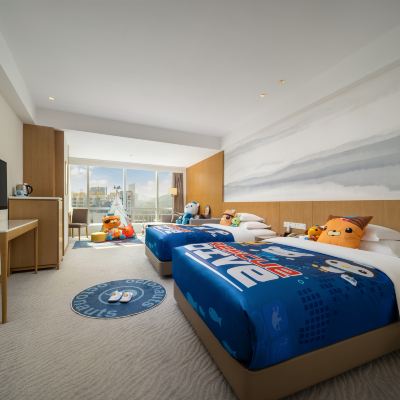 海底小縱隊親子主題高級房+雙人床+城市景觀 珠海粵財皇冠假日飯店優惠