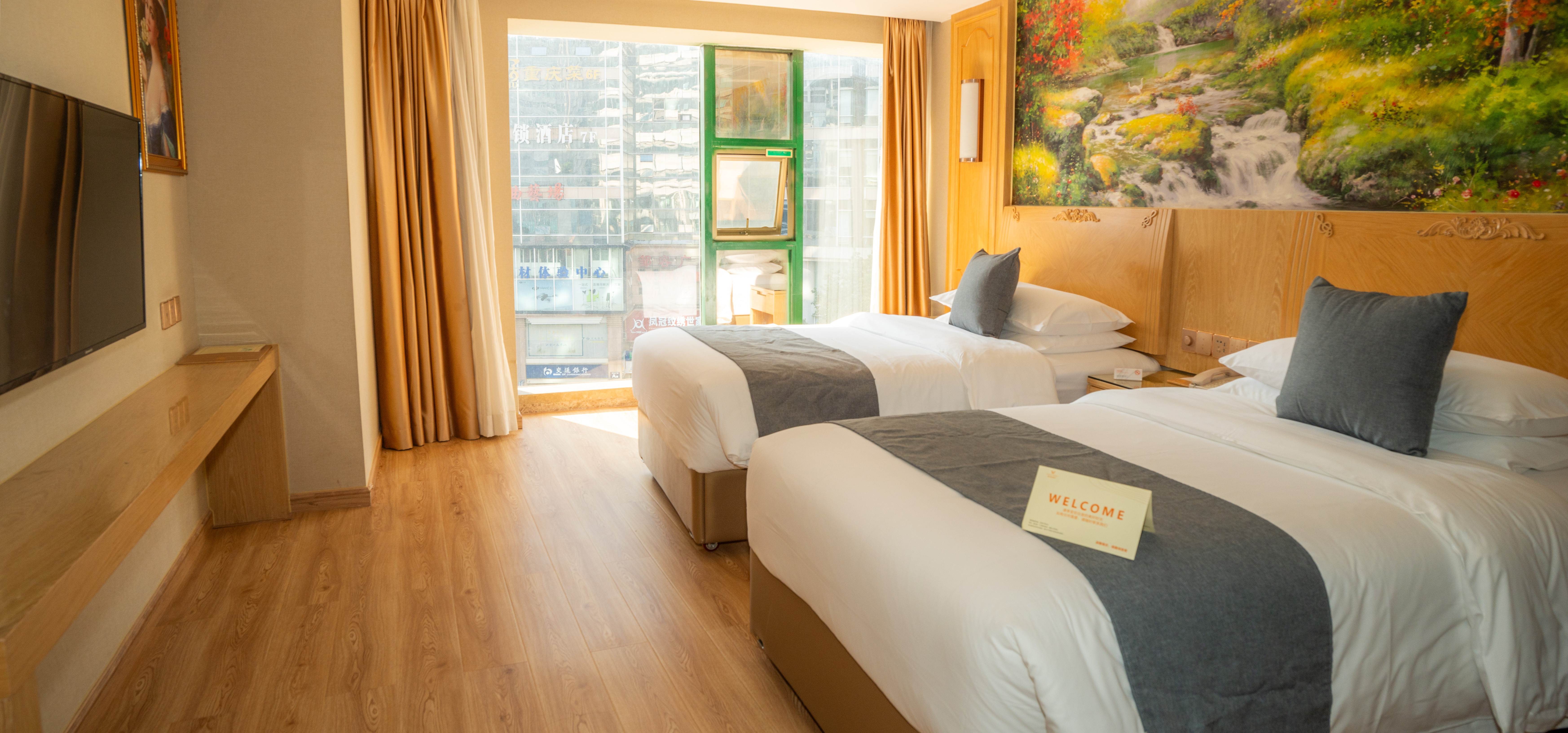 城景雙床房-全落地窗-城市街景