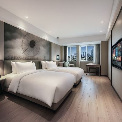 高空城景雙床房「遠眺城市天際線獨享靜謐」 汕頭田園亞輕酒店優惠